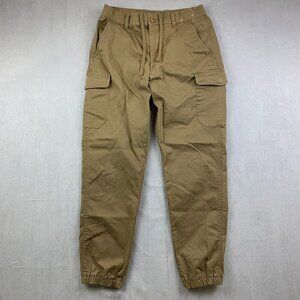 Uniqlo Mens Pants Small 27-30 Beige Tan Cargo Tapered Drawstring Cotton Spandex
